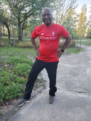 Zindoga at 74 years of age on October 24 getting ready to play soccer with teenagers.